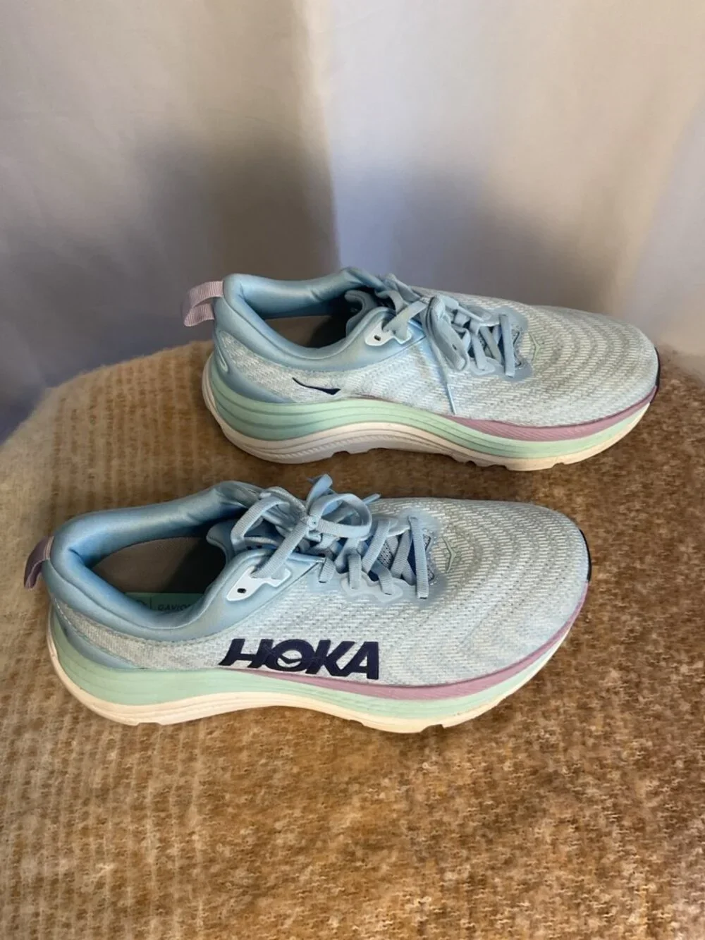 HOKA Gaviota 5 Women's Running Shoes - Light Blue with Mint & Lavender Accents